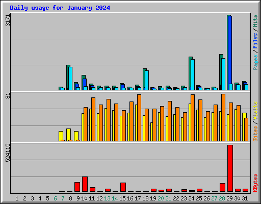 Daily usage for January 2024