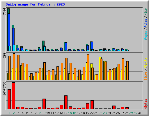 Daily usage for February 2025
